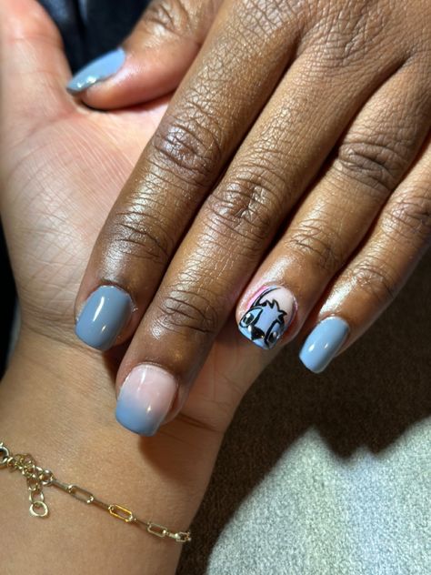 Lilo and Stitch nails Stitch Nails Short, Stitch Nails For Kids, Lilo And Stitch Nails, Stitch Nail Art, Stitch Nails, Nails For Kids, Dipped Nails, Summer Nail, Short Acrylic Nails