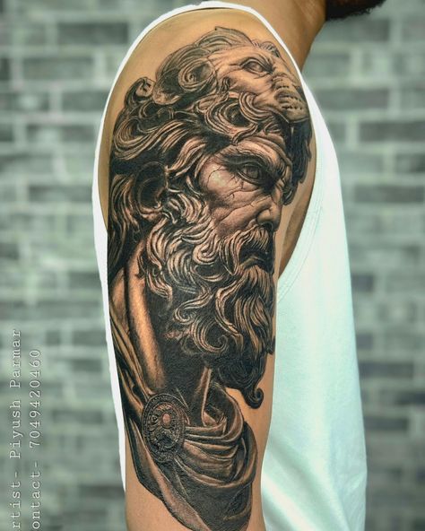 Hercules tattoos are symbolic of strength, power, and heroism. Hercules, a renowned figure in Greek mythology, is celebrated for his extraordinary strength and the completion of his twelve labors. Artist: Piyush Parmar To realize your dream tattoo, reach out to us. Contact or send a direct message to 7049420460. #Hercules #HerculesTattoo #Tattoo #BlackAndGreyTattoo #TattooInk #Tattoos #TattooArtist #TattooWork #Tattooing #Inked #InkMe #InkIt #piyush1202 #spartan_tattoos Hercules Tattoos, Spartan Tattoos, Hercules Tattoo, Dream Tattoos, Tattoo Work, Black And Grey Tattoos, Hercules, Greek Mythology, Ink Tattoo