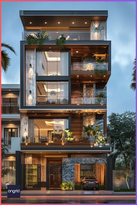 30 Feet Front Elevation Designs for Stunning Indian Homes – Ongrid Design Home Exterior Elevation Ideas, Front Elevation Of Home, Tile Design For Front Elevation, Elevation Design 3 Floors, Home Exterior Elevation, G+2 Elevation Design Indian Modern, Apartment Designs Exterior, Modern Elevation Ideas, 30×50 House Design