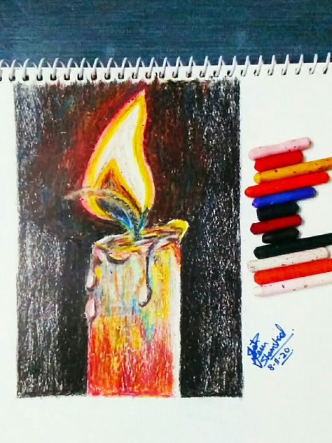 SHAHZEEN's Art and Craft. Wax crayon candle art Art With Wax Crayons, Drawings With Wax Crayons, Wax Color Drawing, Wax Crayon Painting, Wax Crayons Drawing, Wax Colour Drawing, Drawing With Wax Crayons, Crayon Painting Ideas, Melting Candle Drawing