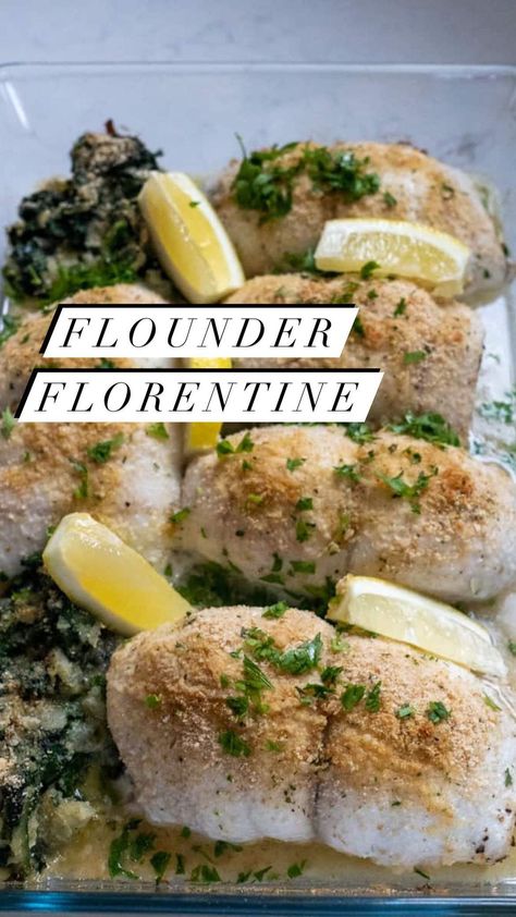 Flounder Florentine Recipe, Florentine Recipe, Flounder Fillet, Cilantro Parsley, Spinach Recipes, Baby Spinach, Virgin Olive Oil, 1 Pound, Extra Virgin