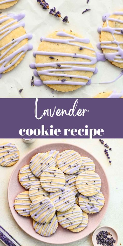 Lavender Shortbread Cookies Recipe, Vegan Lavender Cookies, Lavender Leaves Recipes, Cookies With Herbs, Baking With Lavender, Lavender Deserts, Lemon Lavender Shortbread Cookies, Lavender Recipes Food, Lavender Snacks