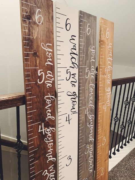 Grow Chart For Kids, Growth Chart Ideas, Height Chart Diy, Growth Chart Ruler Diy, Growth Charts Diy, Wall Ruler Growth Charts, Grow Chart, Wooden Ruler Growth Chart, Ruler Growth Chart