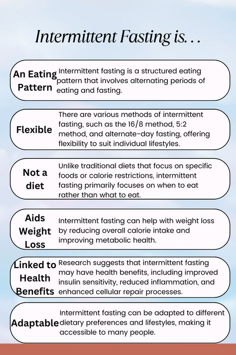 Intermittent Fasting Basics: Understanding structured eating patterns, flexibility, weight loss potential, and linked health benefits. Intermittent Diet, Calorie Restriction, Calorie Intake, Intermittent Fasting, Weight Management, Health Benefits, Healthy Living, Diet, Health