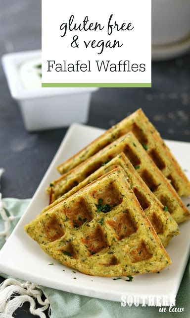 Falafel Waffles (chickpeas, parsley, cilantro) | southern in law Vegan Gluten Free High Protein, Vegan High Iron Recipes, Falafel Waffles, Waffles Vegan, Falafel Waffle Recipe, Gluten Free Vegan Waffles, Vegan Protein Waffles, Chickpea Waffles, Vegan Waffle Recipe