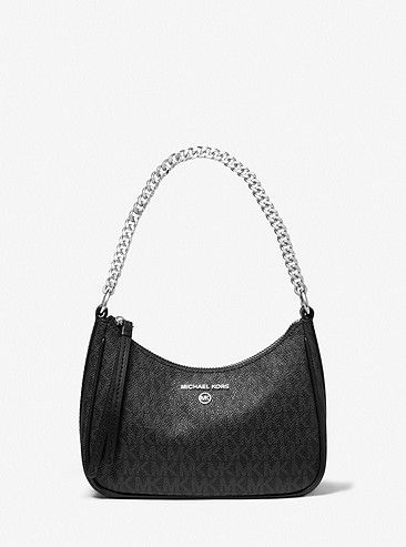 Michael Kors Bag Black, Dr Wardrobe, Sophisticated Fashion, Girly Bags, Michael Kors Shoulder Bag, Anniversary Ideas, Leather Accents, Swaggy Outfits, Signature Print