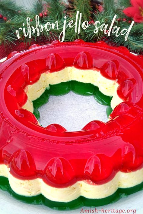 Holiday Ribbon Salad Jello mold