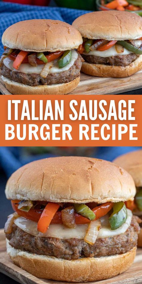 Make Italian Sausage, Ground Italian Sausage Recipes, Sausage Burger, Sausage Sandwich Recipes, Pizza Burgers Recipe, Italian Sausage Pizza, Italian Burger, Grilled Italian Sausage, Ground Sausage Recipes