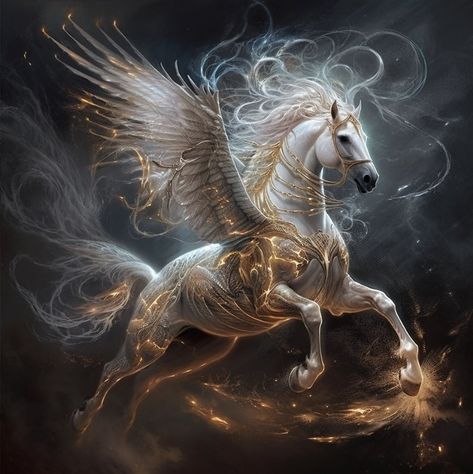 Collective Unconscious, Pegasus Art, Hadiah Diy, Unicorn Artwork, Magical Horses, Mythical Creatures Fantasy, Mystical Animals, Unicorn Pictures, Fantasy Horses