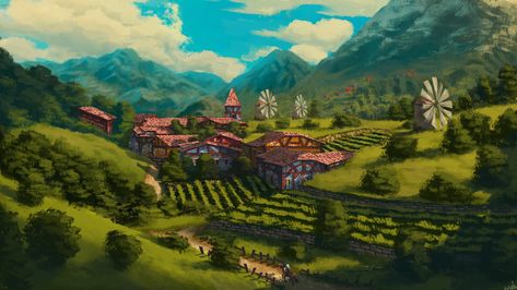 Dnd Island, Fantasy Cities, Fantasy Scenery, Building Inspiration, Hill City, Scenery Background, The Count, The Vineyard, Fantasy City