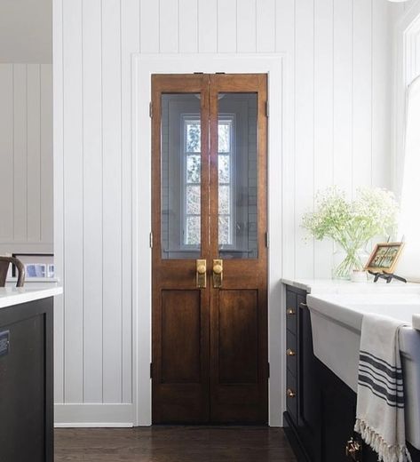 13 Pantry Door DIY Makeover Ideas Under $150 - Bob Vila Pantry Door Diy, Door Diy Makeover, Victorian Homes Interior Kitchen, French Pantry Doors, Victorian Homes Interior, Kitchen French Doors, Diy Makeover Ideas, French Pantry, Wooden Pantry