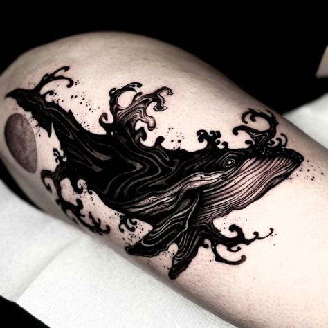 Whale Tattoo, Full Sleeve Tattoo Design, Whale Tattoos, Men Tattoos Arm Sleeve, Creepy Tattoos, Full Body Tattoo, Tattoo Artwork, Full Sleeve Tattoos, Unique Tattoo Designs