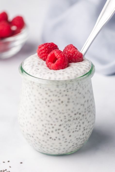 Greek Yogurt Chia Pudding | Quick & Easy Recipe Chia Seed Pudding Photography, Creamy Chia Pudding, Creamy Chia Seed Pudding, Chia Pudding Photography, Pudding Photography, Healthy Foods To Make, Coconut Chia Pudding, Pudding Flavors, Coconut Chia