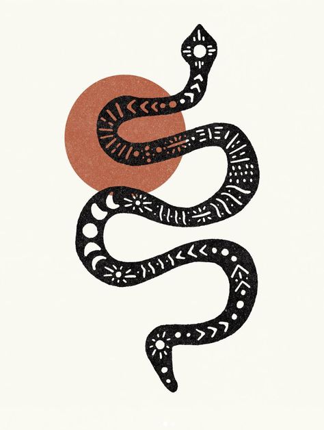 Boho Snake Drawing, Snake Illustration Design, Simple Desert Illustration, Illustrative Snake Tattoo, Boho Snake, Desert Illustration Minimal, Mountains Minimalist, Van Life Travel, Sun Minimalist