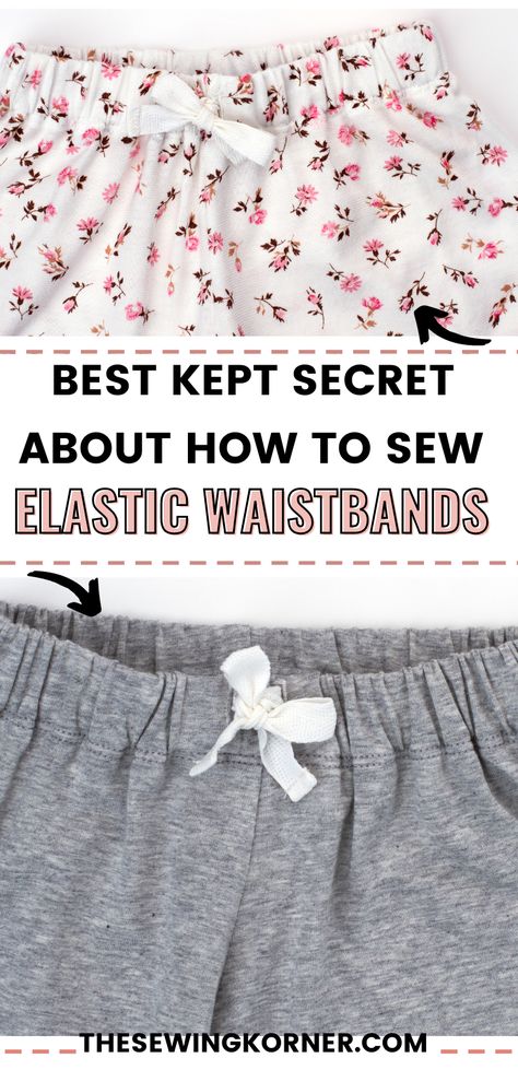 The more you sew elastic waistbands, the easier the task becomes. Learning how to sew an elastic waistband isn’t complicated, but it does need to be done a certain way if you want it to come out just right. Sewing An Elastic Waistband, How Much Elastic For Waistband, How To Sew In Elastic, How To Sew Using A Pattern, Sewing With Stretch Knits, How To Make An Elastic Waistband, Petite Sewing Patterns Free, How To Sew An Elastic Waistband Skirts, How To Sew A Waistband