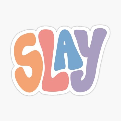 "slay bubble letters- bright pastels" Sticker for Sale by cederucki | Redbubble Aesthetic Bubble Letter Quotes, Text Stickers Words, Redbubble Stickers Aesthetic, Bubble Handwriting, Christian Stickers Free Printable, Slay Sticker, Bubble Aesthetic, Slay Aesthetic, Sticker Words