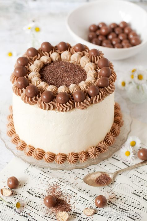 Vanilla And Chocolate Cake Decorating, Vanilla Sponge Cake Decoration, Chocolate And Vanilla Cake Layer, Vanilla Cake Design Ideas, Cake Decorating With Chocolate, Vanilla Cake Decoration, Cute Simple Cakes, Simple Chocolate Cake Decoration, Chocolate Cake Design Ideas