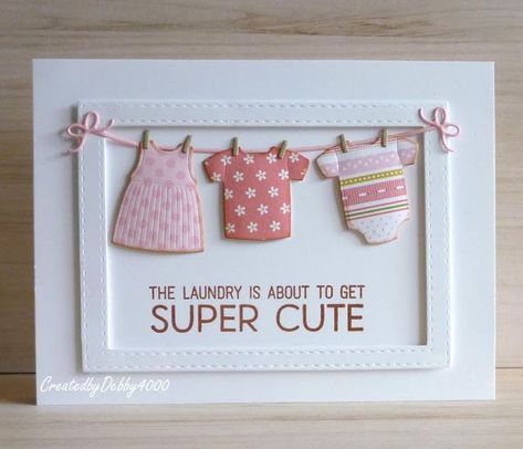 Baby Washing Line | A Scrapjourney | Bloglovin’ Baby Cards Handmade, Vevey, Cute Card, Baby Shower Cards, New Baby Cards, Diy For Girls, Baby Boy Gifts, Creative Cards