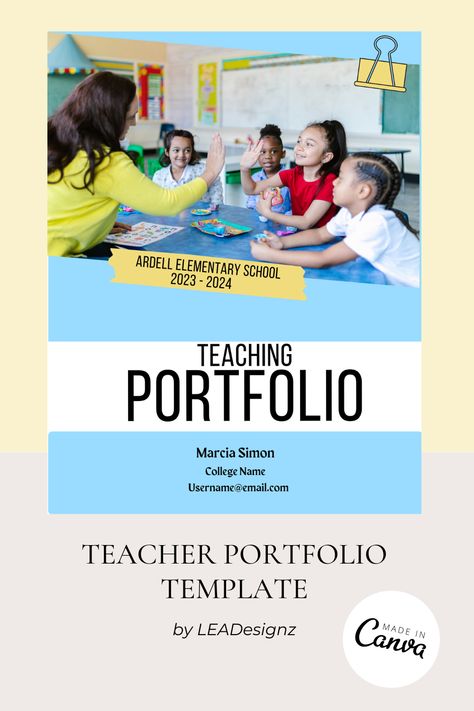 Finishing up your student teaching and beginning to put together your portfolio? Look no further! Just edit and customize this Canva template to create a stand-out teaching portfolio that graduate school professors and interviewers won't forget! Teacher Portfolio Template, Teacher Portfolio, Teaching Portfolio, New Teacher, Digital Portfolio, Teacher Education, Portfolio Template, Teacher Blogs, Student Teacher