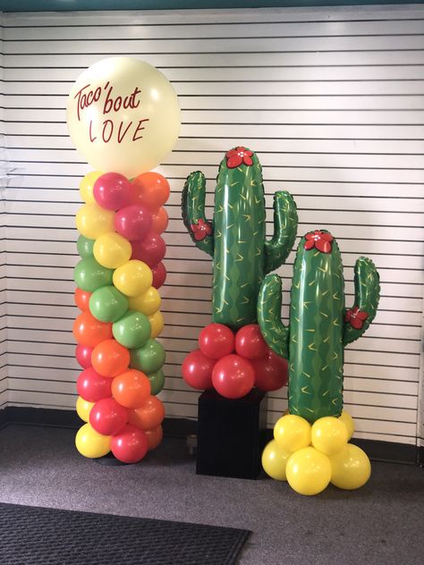 Fiesta Theme Balloon Arch, Fiesta Balloon Column, Mexican Theme Balloon Garland, Fiesta Balloon Garland, Taco Bout Love, Fiesta Night, Cactus Balloon, Mexico Party, Arch Balloon