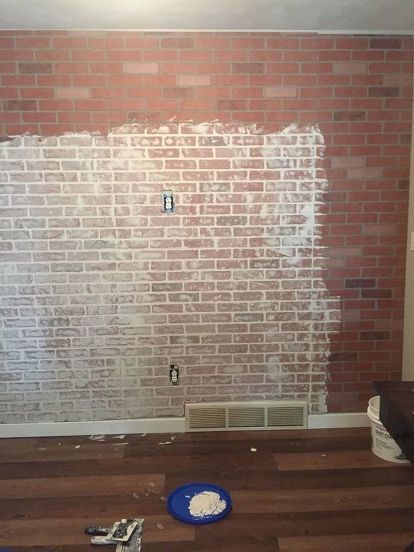 This accent wall would be perfect in your living room, dining room, kitchen, bedroom - the possibilities are endless! Accent Wall Tutorial, Faux Brick Accent Wall, Fake Brick Wall, Diy Faux Brick Wall, Whitewashed Brick, Diy Brick Wall, Faux Brick Backsplash, Fake Brick, Brick Accent Walls