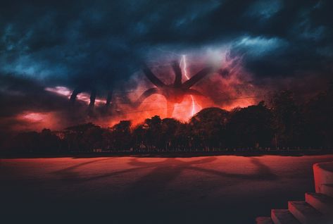 Stranger Things Background Aesthetic, Stranger Things Landscape, Stranger Things Season 2 Aesthetic, Stranger Things Wallpaper Pc, Stringer Thinks, Dbd Aesthetic, Stranger Things Background, Edit Stranger Things, Stranger Things Monster