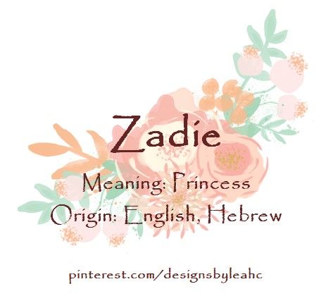 Baby Girl Name: Zadie. | Meaning: Princess. | Origin: English, Hebrew. || www.pinterest.com/designsbyleahc Girl Names With J, Trendy Baby Girl Names, Girls Names Vintage, Female Character Names, Trendy Baby Blankets, Name Girl, Baby Clothes Storage