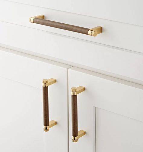 Kitchen Hardware Trends 2023 - Gold, Brass, Nickel, oh my! - Kaitlin Madden Home Blogger Mcm Kitchen Hardware, Hardware Trends 2023, Kitchens With Gold Hardware, Kitchen Gold Hardware, Kitchen Cabinet Handles Gold, Kitchen Hardware Trends, Biggest Kitchen, Rejuvenation Hardware, Wood Hardware