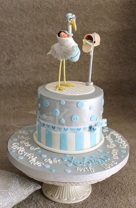 Baptism Boy Cake, Stork Cake, Baptism Cake Boy, Miles Baby, Buttercream Cake Decorating, Cartoon Cake, Baptism Cake, Let You Go, Clay Baby