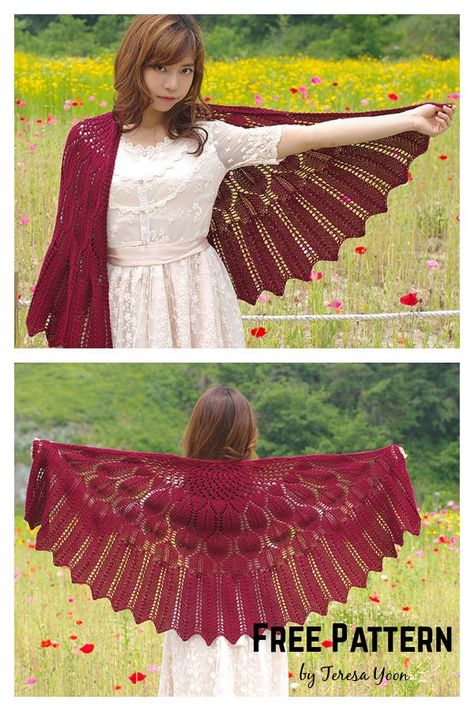 Wings Shawl Crochet Pattern Free, Wing Shawl, Shawl Ideas, Easy Crochet Shawl, Knit Wrap Pattern, Baby Hat Knitting Patterns Free, Shawlette Pattern, Free Crochet Doily Patterns, Crochet Shawl Pattern Free