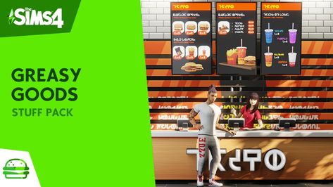 littledica is creating The Sims 4 Maxis Match Custom Content | Patreon Sims 4 Fast Food, Sims 4 Restaurant, Lotes The Sims 4, Greasy Food, Franchise Food, The Sims 4 Packs, Blue Words, Sims 4 Cc Packs, Best Sims