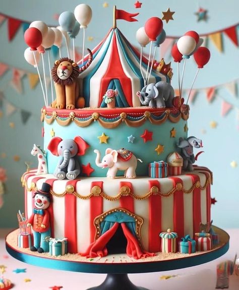 Cake Forest, Carnival Themed Cakes, Carnival Birthday Cakes, Carnival Birthday Theme, Circus Theme Cakes, Carnival Cakes, Circus Birthday Party Theme, Circus Cake, Circus Theme Party