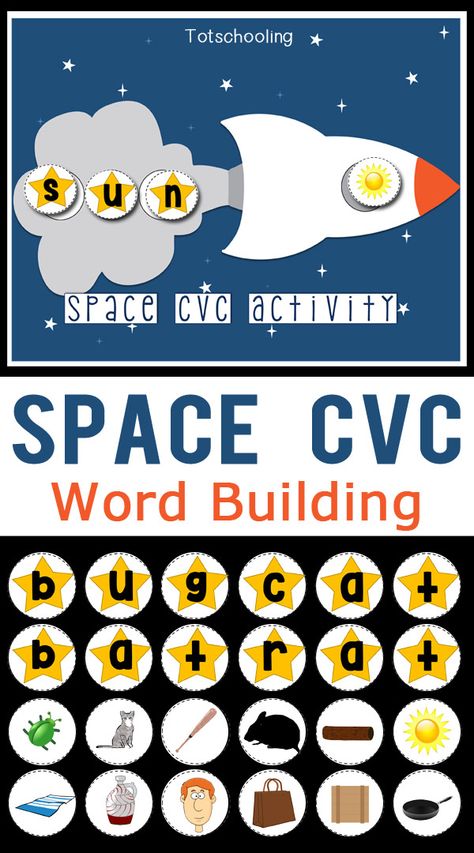 Space Literacy Activities Kindergarten, Cvc Blending, Space Writing, Mfw Kindergarten, Hay Festival, Science Games For Kids, Space Theme Preschool, Educational Activities For Toddlers, Space Week