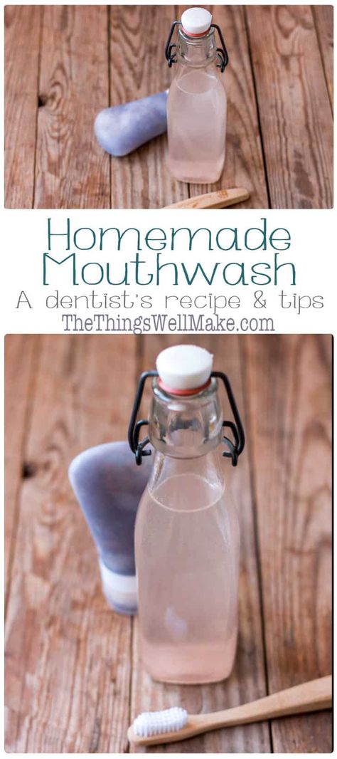 Refresh, cleanse, and heal with this natural, homemade mouthwash that is alcohol free, inexpensive, and easy to make yourself! (A dentist's recipe and tips!) #DIY #mouthwash #natural #thethingswellmake #miy #oralcare Clean Alternatives, Pampering Ideas, Diy Mouthwash, Diy Toothpaste, Toothpaste Recipe, Homemade Mouthwash, Homestead Recipes, Mouth Wash, Natural Mouthwash