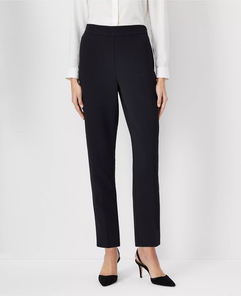 The Petite Side Zip Ankle Pant in Fluid Crepe - Curvy Fit Petite Suits, Black Dress Pants, Ankle Pants, Effortless Style, Dress Pants, Side Zip, Ann Taylor, Black Dress, Pants