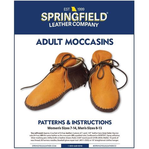 PRICES MAY VARY. Springfield Leather Company's Adult Moccasin Pattern Pack. Please note this is NOT a finished product. Includes patterns and instructions to create your own moccasins. Patterns are for women's sizes 7-14 and men's sizes 8-13 (approx.). A perfect minimalist moccasin for men and women. Classic moccasin style with multiple options for customization. Great DIY for Adults Classic moccasin style with multiple options for customization. Pattern pack includes full-sized patterns and col Mocassin Pattern, Leather Moccasins Pattern, Leather Accessories Diy, Native American Moccasins, Moccasin Pattern, Moccasins Style, Leather Craft Tools, Moccasins Mens, Leather Company