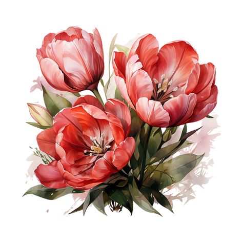 Tulip Png, Watercolor House Painting, Flower Tulip, Tulips Art, Watercolor Tulips, Flower Watercolor, Tulip Flower, Composition Design, Flower Art Images