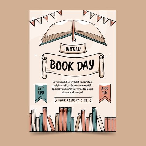 Books Day Poster, World Book Day Poster Ideas, Reading Day Poster Design Drawing, Book Day Drawings, Book Day Poster, World Reading Day Poster, Read Poster, Reading Day Poster Drawing, Poster On Education