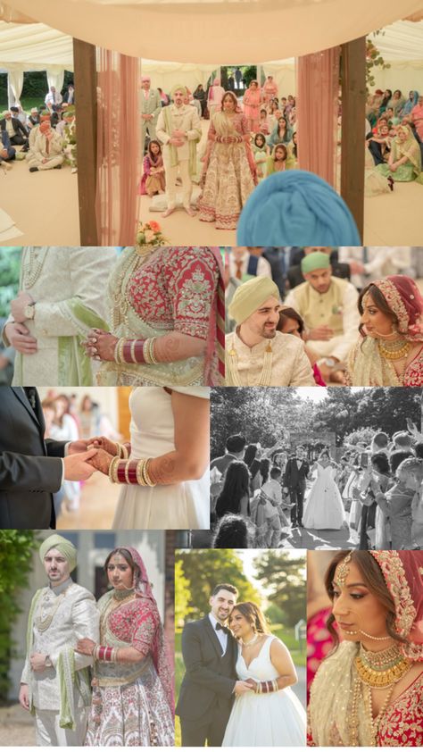 A collage of a Sikh and civil wedding ceremony Indian English, English Wedding, Full Of Love, A Beautiful Day, Beautiful Day, Of Love