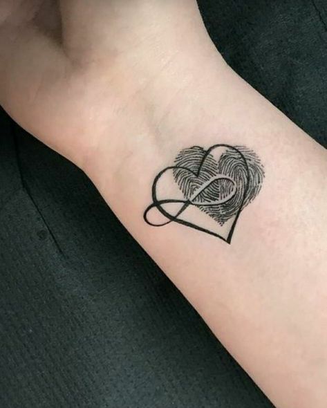 Mother Daughter Thumbprint Tattoos, Heart Thumbprint Tattoo, Thumb Print Tattoos, Thumbprint Tattoo Memory, Tattoos To Represent Your Children, Thumb Print Heart Tattoo, Thumbprint Heart Tattoo, Thumb Print Tattoo Ideas, Thumbprint Tattoo