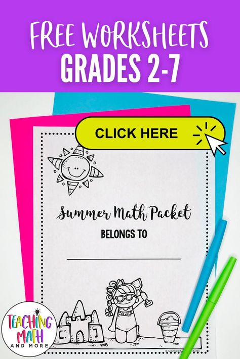 Are your students ready for Summer? Stop the Summer Slide and send home this fun Summer Math Packet Project with your kids. Students will engage in math puzzles, printables, and worksheets to keep up their math skills. Perfect for grades 2, 3, 4, 5, 6, 7. Grab your grade level Summer Math Activities today! 6th Grade Summer Packet Free, 3rd Grade Summer Packet Free, 3rd Grade Review Packet Free, 3rd Grade Worksheets Free Printable Fun, 2nd Grade Summer Packet Free, 4th Grade Summer Packet Free, 3rd Grade Summer Activities, Summer Learning Activities 3rd Grade, Summer Worksheets For Kids 3rd Grade