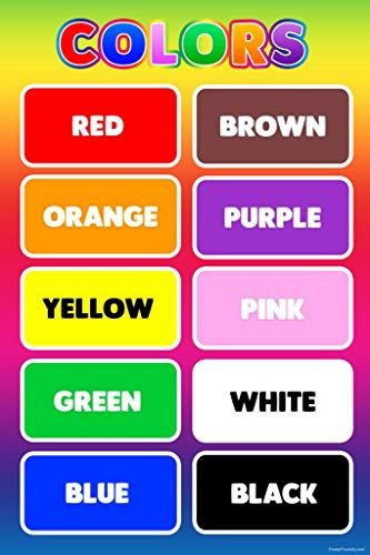 Colors Poster Chart Sign Educational Rules Teacher Supplies For Classroom School Decor Teaching Toddler Kids Elementary Learning Decorations Homeschool Cool Wall Decor Art Print Poster 16x24 Toddler Color Learning, Colors Poster, Phonics Posters, Color Flashcards, Elementary Learning, Certificate Design Template, Preschool Colors, Teaching Toddlers, School Decor