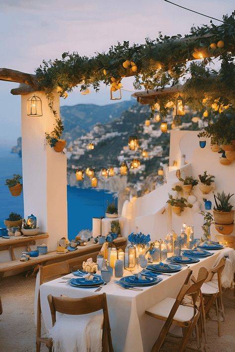 Amalfi Coast Wedding Inspiration: A Comprehensive Guide Italian Wedding Amalfi Coast, Amalfi Style Wedding, Greece Theme Wedding Decor, Sorrento Wedding Theme, Wedding In Amalfi Coast, Amalfi Coast Restaurant Design, Wedding Ideas Italian, Medditeranean Style Wedding, Amalfi Coast Inspired Decor