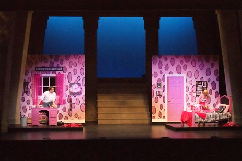 Legally Blonde (2013) Bedroom Set. Photo taken by Kenneth Stilson. Legally Blonde Bedroom, Legally Blonde Set Design, Brooke Wyndham, 2013 Bedroom, Illegally Blonde, Blonde Costume Ideas, Legally Blonde Costume, Blonde 2023, Southeast Missouri State University