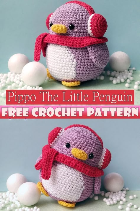 Pippo The Little Penguin Simple Amigurumi Free, Crocheted Penguin Free Pattern, Free Crochet Penguin Pattern, Penguin Free Crochet Pattern, Chenille Yarn Projects Crochet, Simple Crochet Amigurumi, Free Penguin Crochet Pattern, Chenille Crochet Pattern, Amigurumi Penguin Free Pattern