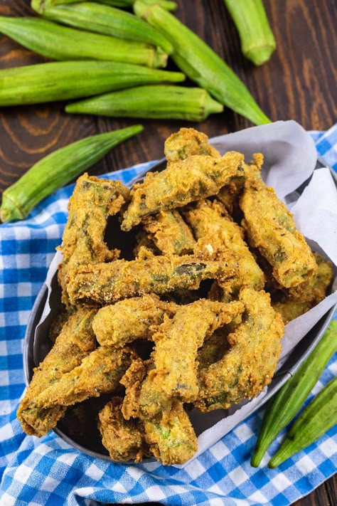 Whole Fried Okra Recipe Fried Whole Okra Recipe Southern, Batter For Fried Okra, Whole Fried Okra Recipe, Deep Fried Okra Recipe, Deep Fried Okra, Fried Okra Recipe Easy, Whole Okra Recipes, Fried Whole Okra, Fried Okra From Frozen