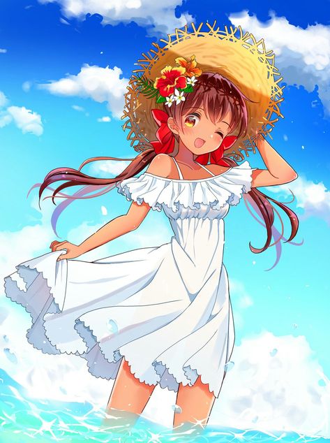 Anime Beach Outfit, Anime Summer Outfits, Hawaii Anime, Seychelles Hetalia, Hetalia Seychelles, Anime Summer, Hetalia Anime, Hetalia Characters, Hetalia Fanart