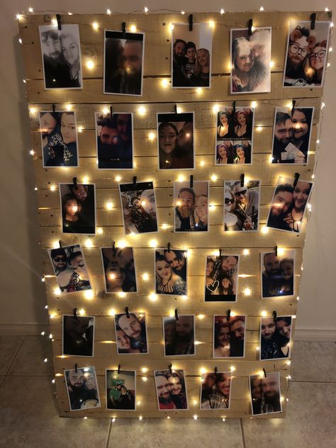 Hanging Pictures For Birthday Party, Photo Wall Collage For Birthday, 30th Photo Board, Photo Wall Collage Party, Birthday Picture Wall, Photo Wall Party, Birthday Picture Board, Birthday Photo Wall, Pallet Picture Display