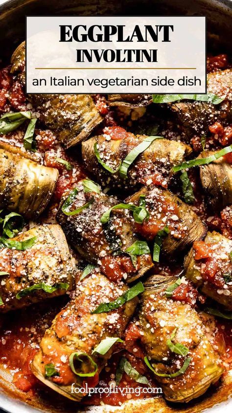 Italian Eggplant Recipes Appetizers, Whole Eggplant Recipes, Buffet Food Recipes, Eggplant Involtini Recipes, Italian Veg Recipes, Italian Starters Recipes, Eggplant Entree, Eggplant Recipes Italian, Italian Veggies Sides