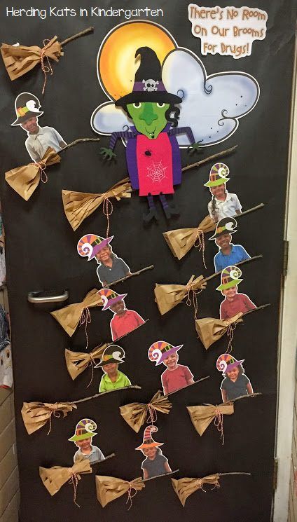 Bone To Be Wild Halloween Door, Room On The Broom Classroom Door, Halloween Door Kindergarten, Halloween Red Ribbon Week Door Ideas, Halloween Door Classroom, Halloween Door Decorations Classroom Contest, Classroom Door Halloween, Red Ribbon Week Door Decorating, Red Ribbon Week Door